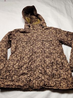 Sims Women's Insulated Snowboard Ski Hooded Jacket Brown/Gold Size Medium